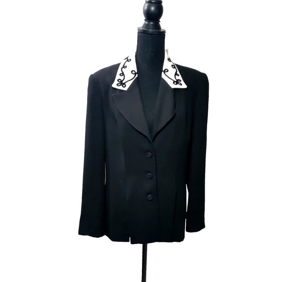 Executive Collection Women's Black 100% Poly 1 Piece Blazer Jacket Size 2 # 6 - Picture 1 of 7